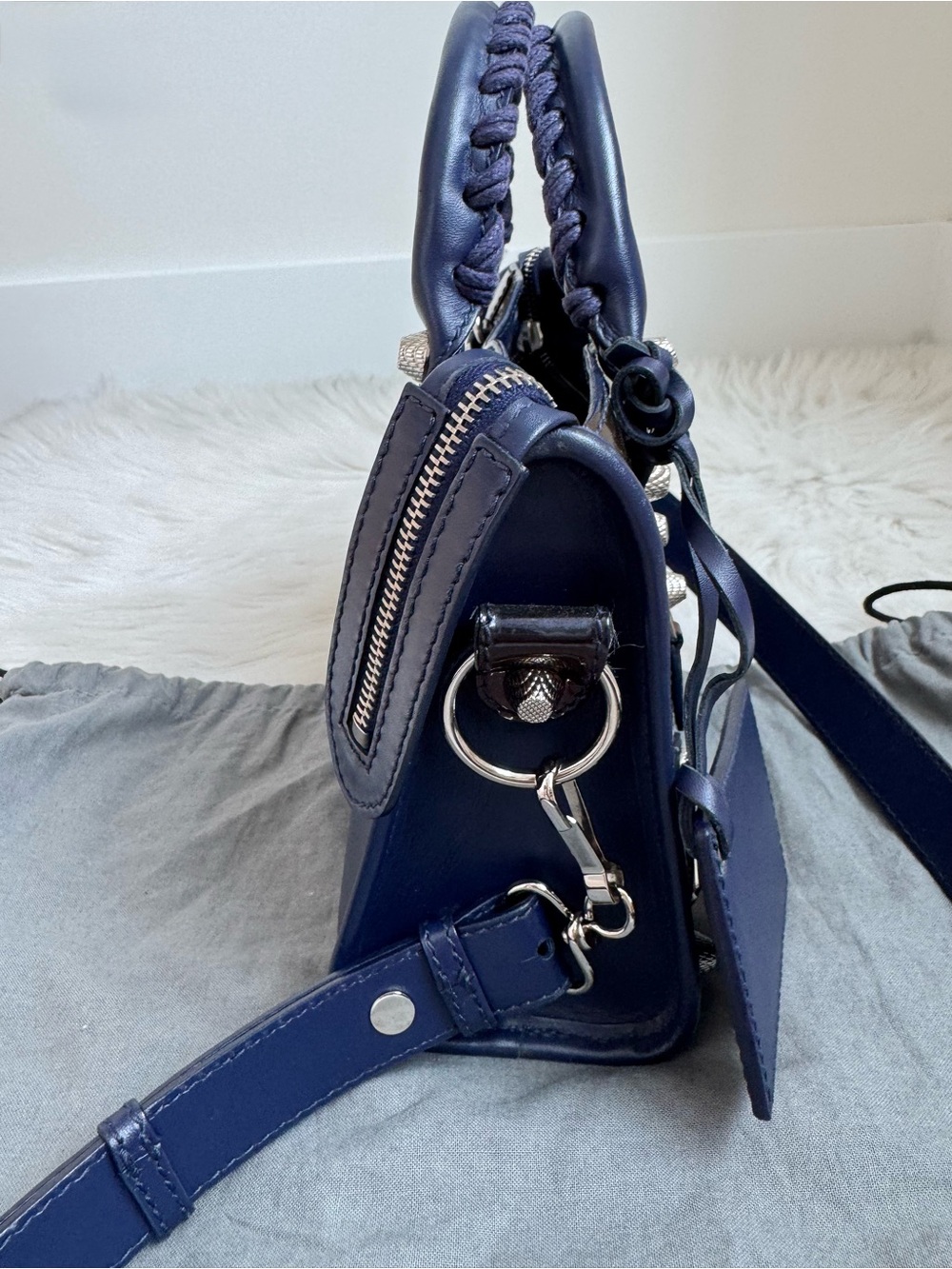 Vintage Balenciaga Navy Blue Mini City bag - Leather Top Handle Crossbody - Picture 5 of 16